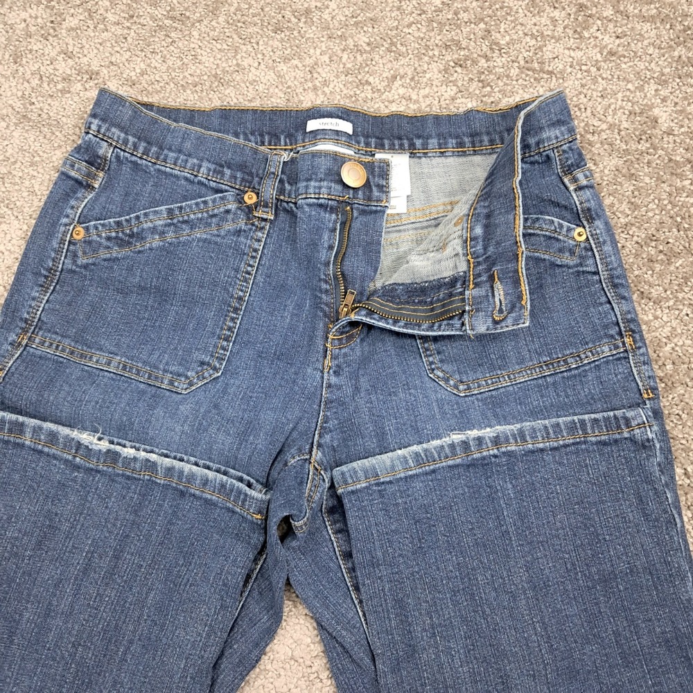 Liz & Co Womens Blue Stretch Straight Leg Jeans Size 6 Patch Pockets Mid Rise - Picture 2 of 10